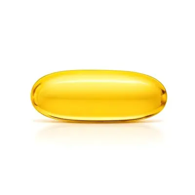 A Yellow Capsule With A Shiny Surface Casting A Subtle Shadow On A Clean White Background Creating A Minimalist And Clinical Aesthetic 9 A67b