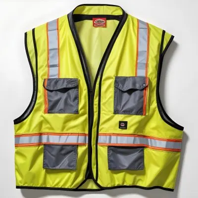 A Yellow Dickies Safety Vest With Reflective Stripes On A White Background 1 0cfc