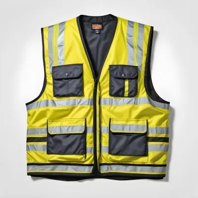 A Yellow Dickies Safety Vest With Reflective Stripes On A White Background 18 Dd1a