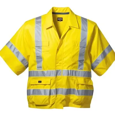 A Yellow Dickies Safety Vest With Reflective Stripes On A White Background 22 0209
