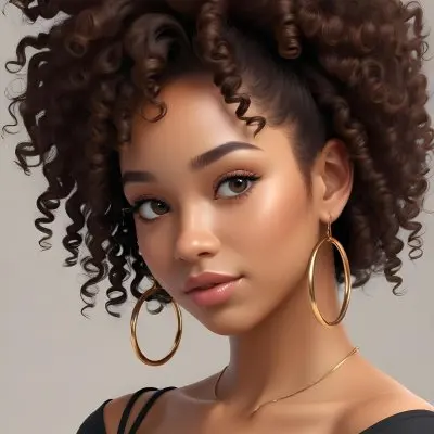 A Young African American Woman With Curly Dark Hair Wearing Gold Hoop Earrings And A Black Top 10 E4d9