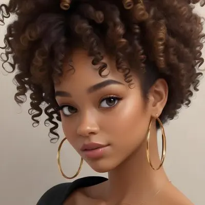 A Young African American Woman With Curly Dark Hair Wearing Gold Hoop Earrings And A Black Top 15 6375