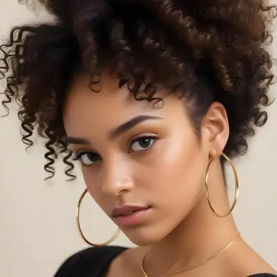 A Young African American Woman With Curly Dark Hair Wearing Gold Hoop Earrings And A Black Top 26 920b