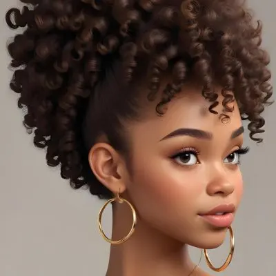 A Young African American Woman With Curly Dark Hair Wearing Gold Hoop Earrings And A Black Top 9 35dc