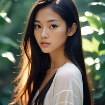 A Young Asian Woman With Long Dark Hair Glowing Skin And Natural Makeup 26 C155
