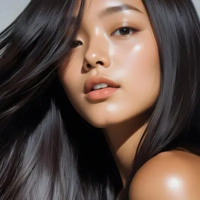 A Young Asian Woman With Long Dark Hair Glowing Skin And Natural Makeup 52 7205