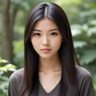 A Young Asian Woman With Long Straight Dark Brown Hair 1 A9c9