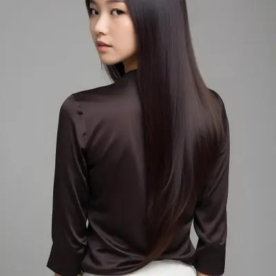 A Young Asian Woman With Long Straight Dark Brown Hair 2 E949