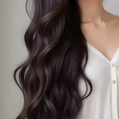 A Young Asian Woman With Long Wavy Dark Brown Hair 6 D74e