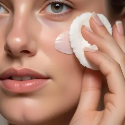 A Young Caucasian Woman With Fair Skin Blue Eyes And Light Brown Hair Applying Moisturizer To Her Face With A Cotton Pad In A Bright Bathroom 1 F325