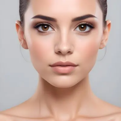 A Young Caucasian Woman With Light Skin Brown Eyes And Dark Hair Styled In A Sleek Updo She Has Natural Looking Makeup With A Subtle Smokey Eye And Nude Lip The Background Is Plain And Neutral Allowing T 12 E9cf