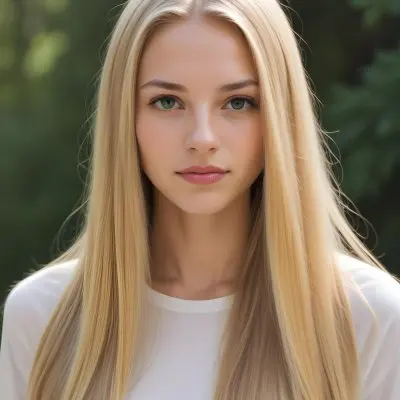 A Young Caucasian Woman With Long Straight Blonde Hair 2 F154