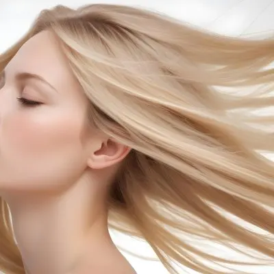 A Young Caucasian Woman With Long Straight Blonde Hair Cascading Down She Has Fair Skin And Is Shown In Profile With Her Eyes Closed And A Serene Expression The Background Is Plain White Emphasizing Her Hair And Fac 4 E477