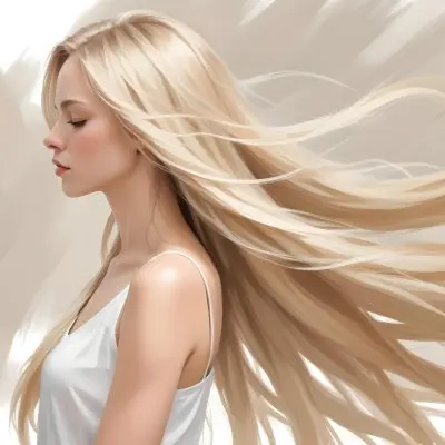 A Young Caucasian Woman With Long Straight Blonde Hair Cascading Down She Has Fair Skin And Is Shown In Profile With Her Eyes Closed And A Serene Expression The Background Is Plain White Emphasizing Her Hair And Fac 71 F8cb