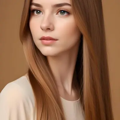 A Young Caucasian Woman With Long Straight Golden Brown Hair Styled In A Half Up Half Down Hairstyle 2 59f8