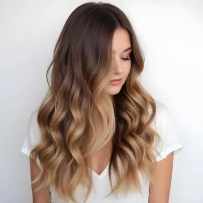 A Young Caucasian Woman With Long Wavy Blonde And Brown Ombre Hair 13 2283