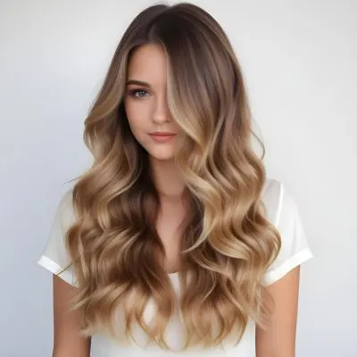 A Young Caucasian Woman With Long Wavy Blonde And Brown Ombre Hair 14 4c4e