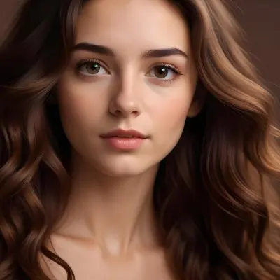 A Young Caucasian Woman With Long Wavy Brown Hair And Brown Eyes 13 0e0b
