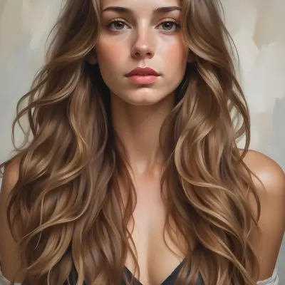 A Young Caucasian Woman With Long Wavy Light Brown Hair And Highlights She Has A Neutral Facial Expression And Is Wearing A Low Cut Top Revealing Her Shoulders 22 E283