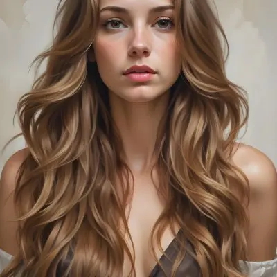 A Young Caucasian Woman With Long Wavy Light Brown Hair And Highlights She Has A Neutral Facial Expression And Is Wearing A Low Cut Top Revealing Her Shoulders 24 2da4