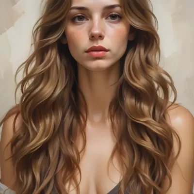 A Young Caucasian Woman With Long Wavy Light Brown Hair And Highlights She Has A Neutral Facial Expression And Is Wearing A Low Cut Top Revealing Her Shoulders 28 A86c