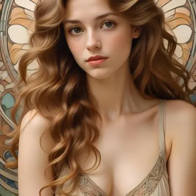 A Young Caucasian Woman With Long Wavy Light Brown Hair And Highlights She Has A Neutral Facial Expression And Is Wearing A Low Cut Top Revealing Her Shoulders 3 Bb3b
