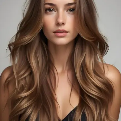 A Young Caucasian Woman With Long Wavy Light Brown Hair And Highlights She Has A Neutral Facial Expression And Is Wearing A Low Cut Top Revealing Her Shoulders 51 Acf4