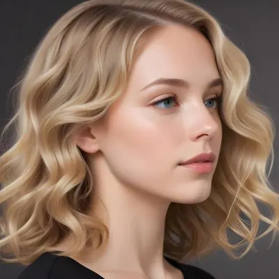 A Young Caucasian Woman With Wavy Shoulder Length Blonde Hair Showcasing A Side Profile She Has A Light Skin Tone And Is Wearing A Black Top The Background Is A Soft Neutral Color 2 7eff