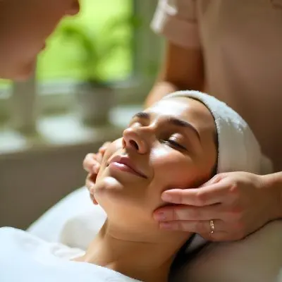 A Young Middle Eastern Woman With Dark Hair And Olive Skin Tone Receiving A Facial Treatment From A Beautician With A Towel Wrapped Around Her Head In A Spa Or Salon Setting 7 Fe87