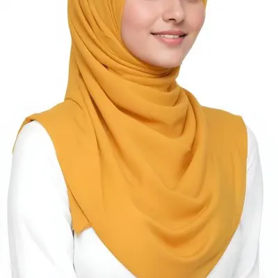 A Young Middle Eastern Woman With Dark Hair Wearing A Bright Yellow Hijab Smiling At The Camera 10 Fc22