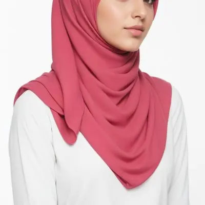 A Young Middle Eastern Woman With Dark Hair Wearing A Pink Hijab Looking Directly At The Camera With A Serious Expression 5 9aad