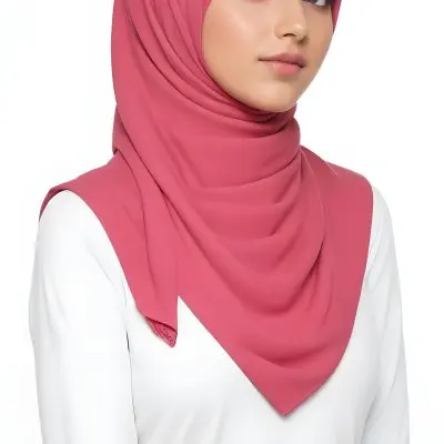 A Young Middle Eastern Woman With Dark Hair Wearing A Pink Hijab Looking Directly At The Camera With A Serious Expression 5 E7b8