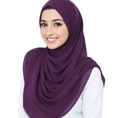 A Young Middle Eastern Woman With Dark Hair Wearing A Purple Hijab Smiling At The Camera 29 Ceac