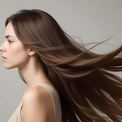 A Young Woman Of Caucasian Descent With Long Flowing Brown Hair Captured In Profile She Has A Smooth Complexion And Is Not Wearing Any Visible Makeup The Background Is A Soft Muted Color That Complements Her Features 2 6010