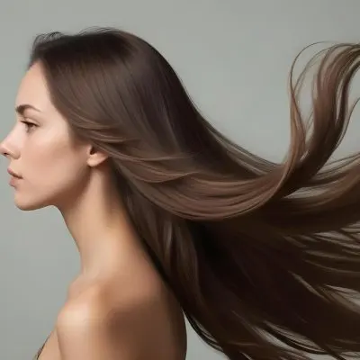 A Young Woman Of Caucasian Descent With Long Flowing Brown Hair Captured In Profile She Has A Smooth Complexion And Is Not Wearing Any Visible Makeup The Background Is A Soft Muted Color That Complements Her Features 9 4878