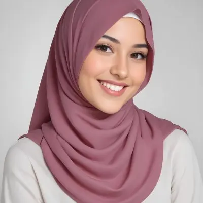 A Young Woman With Light Brown Skin Dark Brown Eyes And Long Dark Hair Wearing A Pink Hijab And Smiling At The Camera 20 05c2