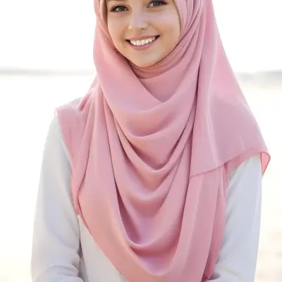 A Young Woman With Light Brown Skin Wearing A Pink Hijab And Smiling At The Camera 3 Dede