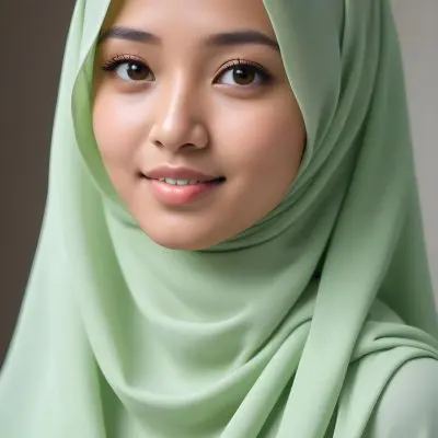 A Young Woman With Light Skin Brown Eyes And Long Dark Hair Wearing A Green Hijab And A White Shirt 23 Ccbc