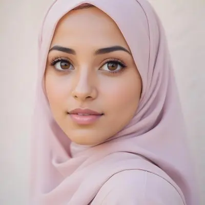 A Young Woman With Light Skin Brown Eyes And Long Dark Hair Wearing A Light Pink Hijab In Daylight 11 4307