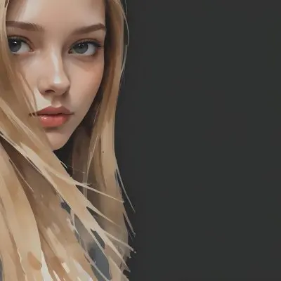 A Young Woman With Long Straight Blonde Hair Partially Obscured By Her Hair She Has Light Skin And Is Looking Towards The Camera The Background Is A Solid Dark Color 18 D3fd