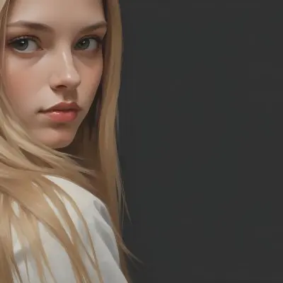 A Young Woman With Long Straight Blonde Hair Partially Obscured By Her Hair She Has Light Skin And Is Looking Towards The Camera The Background Is A Solid Dark Color 51 5298