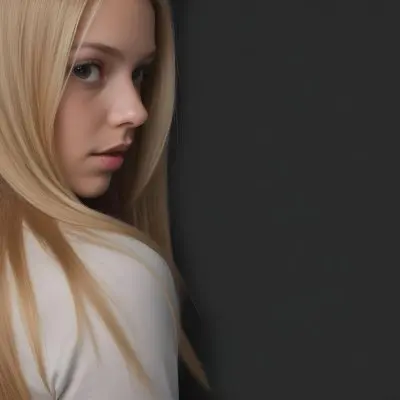 A Young Woman With Long Straight Blonde Hair Partially Obscured By Her Hair She Has Light Skin And Is Looking Towards The Camera The Background Is A Solid Dark Color 54 Cacb