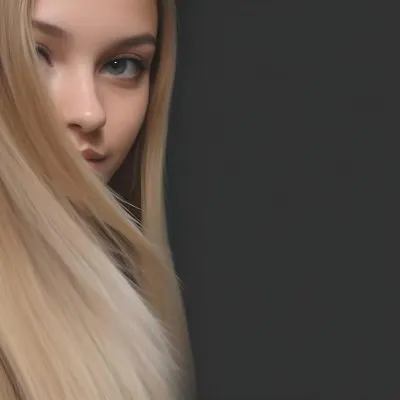 A Young Woman With Long Straight Blonde Hair Partially Obscured By Her Hair She Has Light Skin And Is Looking Towards The Camera The Background Is A Solid Dark Color 58 4ad5