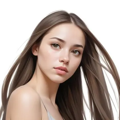 A Young Woman With Long Straight Brown Hair And Light Skin She Has Brown Eyes And A Neutral Expression The Background Is Plain White Emphasizing Her Features 41 A5a6