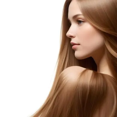 A Young Woman With Long Straight Light Brown Hair And A Side Profile She Has Fair Skin And Is Wearing Subtle Makeup The Background Is Plain White Emphasizing Her Hair And Profile 11 23e8