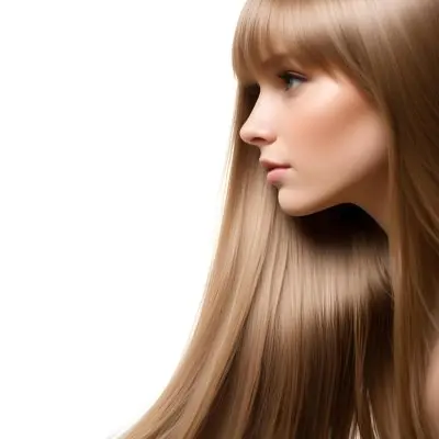 A Young Woman With Long Straight Light Brown Hair And A Side Profile She Has Fair Skin And Is Wearing Subtle Makeup The Background Is Plain White Emphasizing Her Hair And Profile 3 F2b5