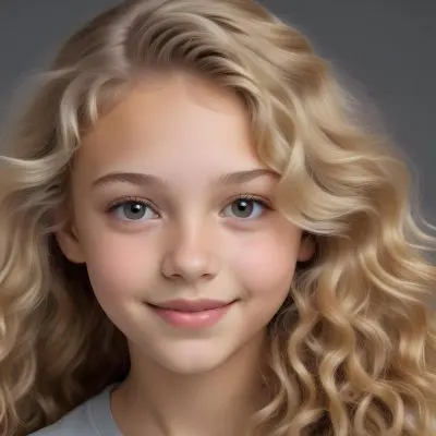 Adorable Cartoon Style A Caucasian Girl 14 Years Old Light Skin Blonde Wavy Hair In A Grey Background 3d Render Cartoon 24 3336