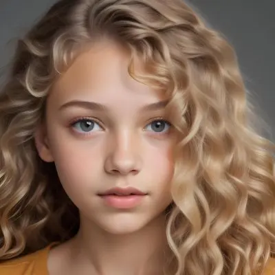 Adorable Cartoon Style A Caucasian Girl 14 Years Old Light Skin Blonde Wavy Hair In A Grey Background 3d Render Cartoon 42 C248