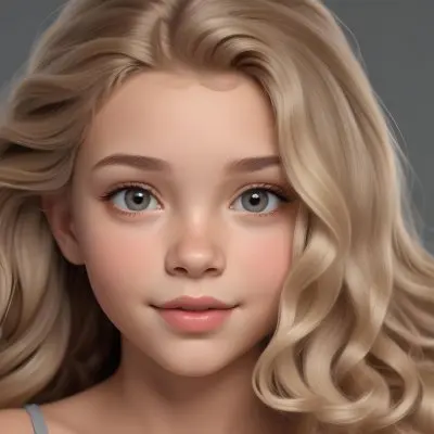 Adorable Cartoon Style A Caucasian Girl 14 Years Old Light Skin Blonde Wavy Hair In A Grey Background 3d Render Cartoon 43 E381