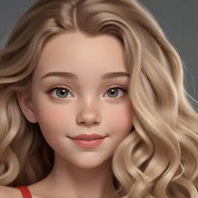Adorable Cartoon Style A Caucasian Girl 14 Years Old Light Skin Blonde Wavy Hair In A Grey Background 3d Render Cartoon 59 0db2